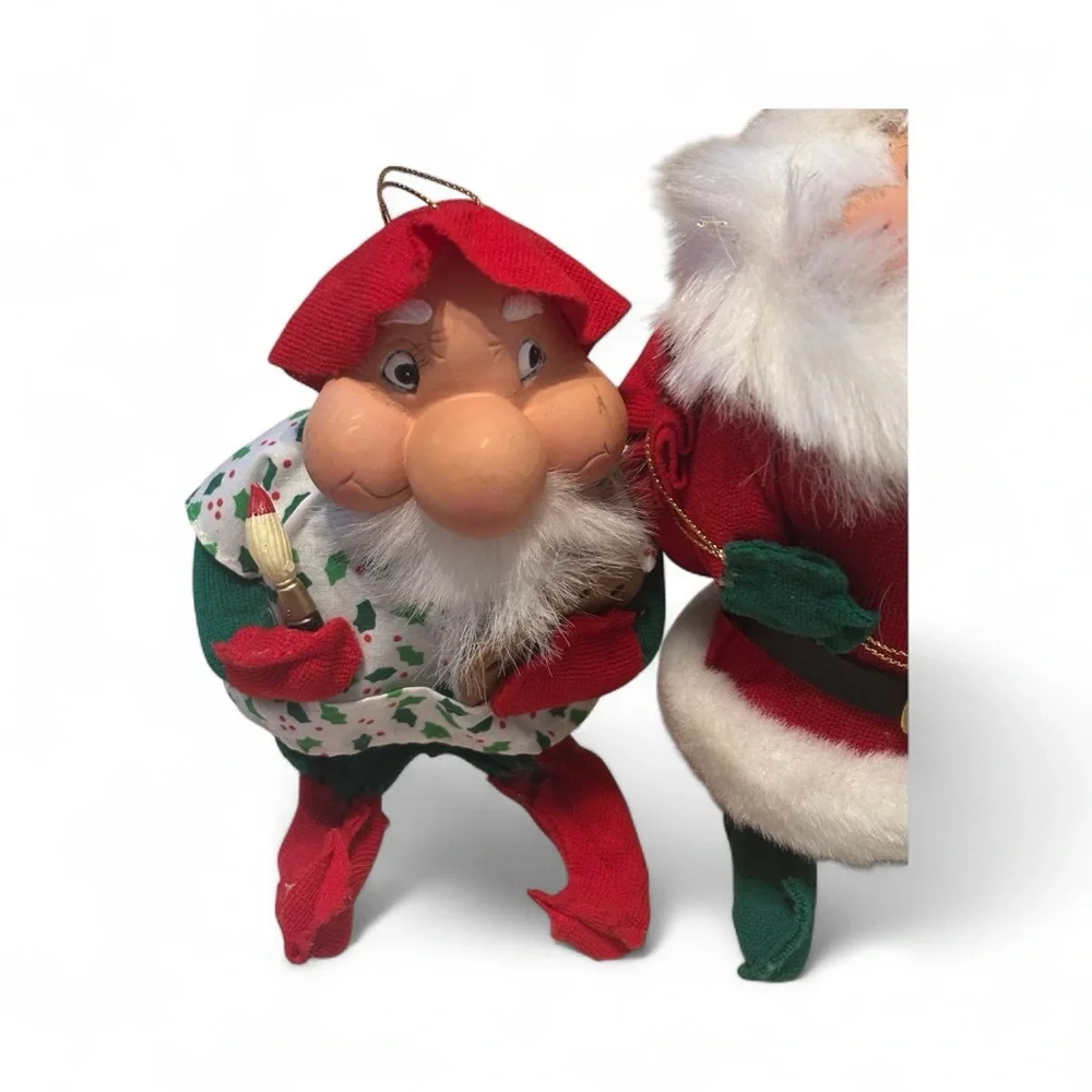 Santakins Festive Santa and Painter Elf Holiday Decor Set -excellent condition